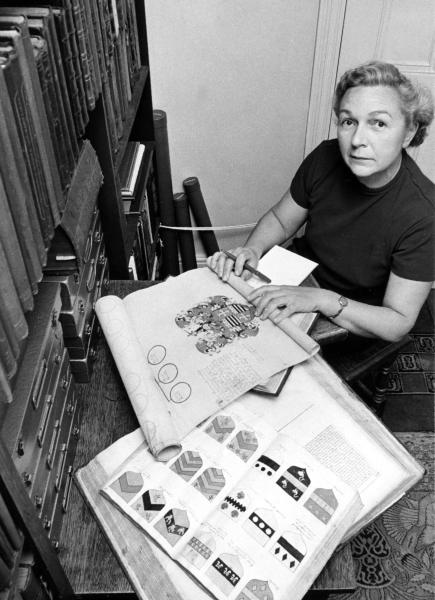 Joan Corder in her Library