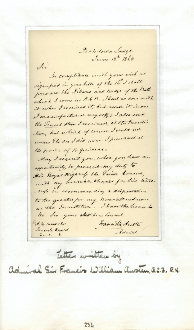 Letter from Francis William Austen