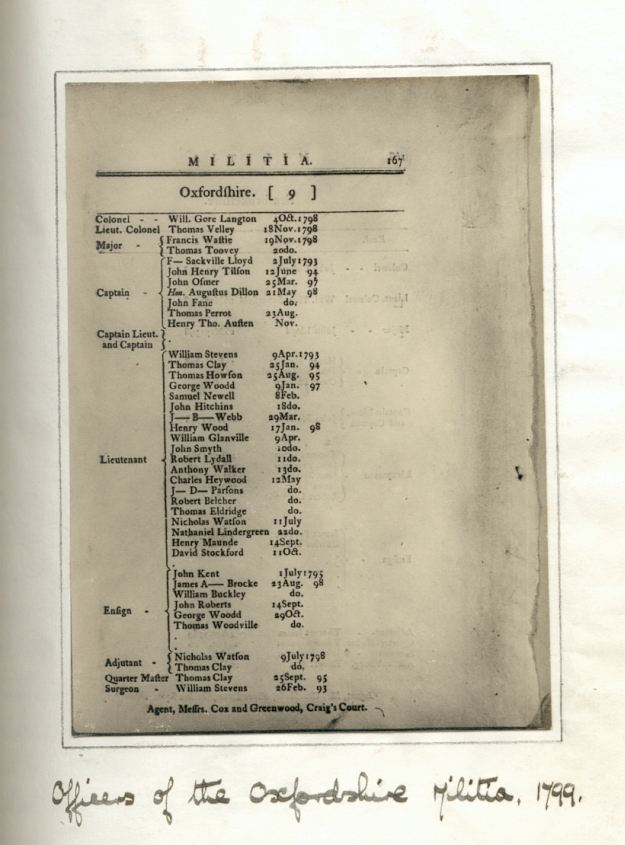 Officers of the Oxfordshire Militia, 1799